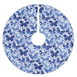 Jupon De Sapin En Polyester Brossé Papillon Aquarelle Bleu