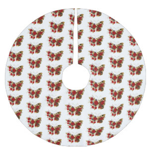Jupon De Sapin En Polyester Brossé Papillon de fleurs rouges aux roses rouges