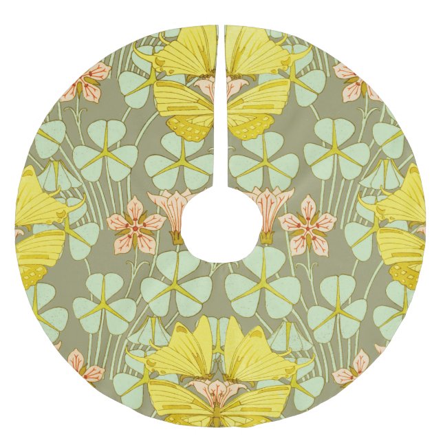 Jupon De Sapin En Polyester Brossé Papillon Floral Botanique coloré (Devant)