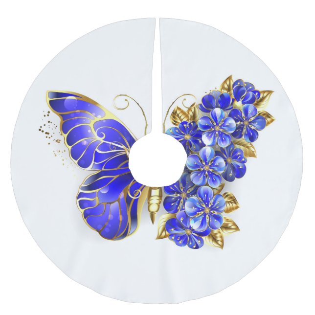 Jupon De Sapin En Polyester Brossé Papillon saphir à fleurs (Devant)