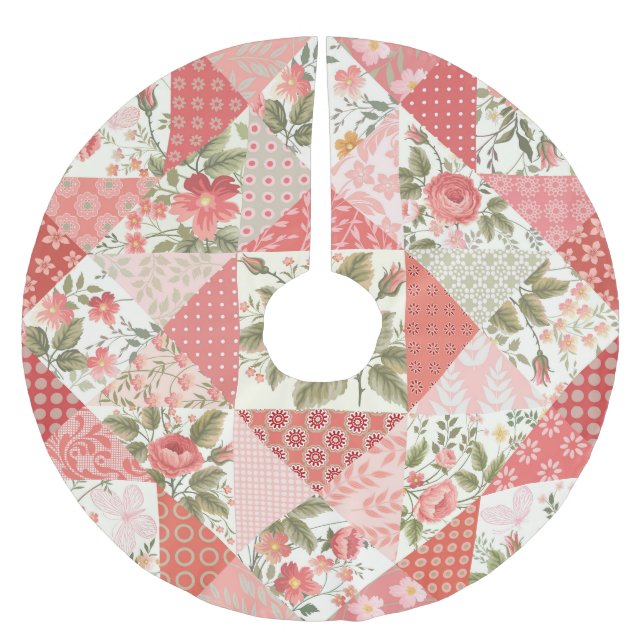 Jupon De Sapin En Polyester Brossé Papillons rose Patchwork sans couture (Devant)