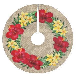 Jupon De Sapin En Polyester Brossé Paradis Tropical Hawaiian Holiday Wreath Burlap
