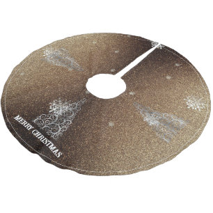 Jupon De Sapin En Polyester Brossé Parties scintillant d'arbre de Noël et flocons de