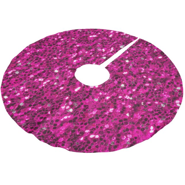 Jupon De Sapin En Polyester Brossé Parties scintillant étincelante rose chaud (Angle)