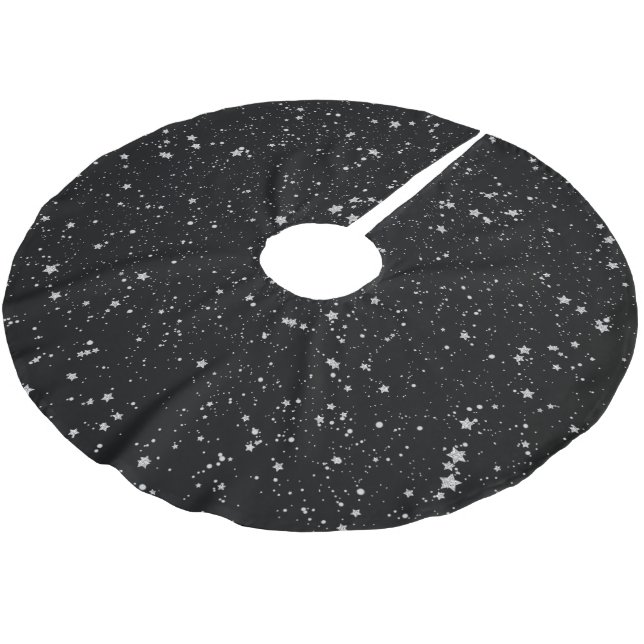 Jupon De Sapin En Polyester Brossé Parties scintillant Stars2 - Noir argenté (Angle)