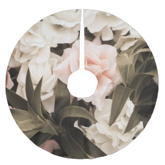 Jupon De Sapin En Polyester Brossé Pastel Floral Vintage : Élégance intemporelle