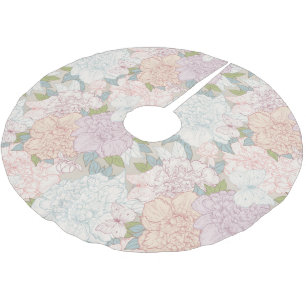 Jupon De Sapin En Polyester Brossé Pastel Peony & Butterfly Flower Motif
