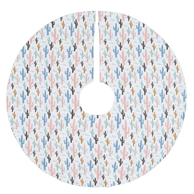 Jupon De Sapin En Polyester Brossé Pastel Saguaro Cactus Motif (Devant)