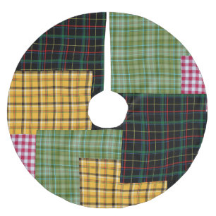 Jupon De Sapin En Polyester Brossé Patchwork Plaid Holiday Tree Skirt