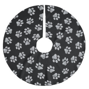 Jupon De Sapin En Polyester Brossé Patrouilles de Doodle, Paws de Chien, Paws Blanche