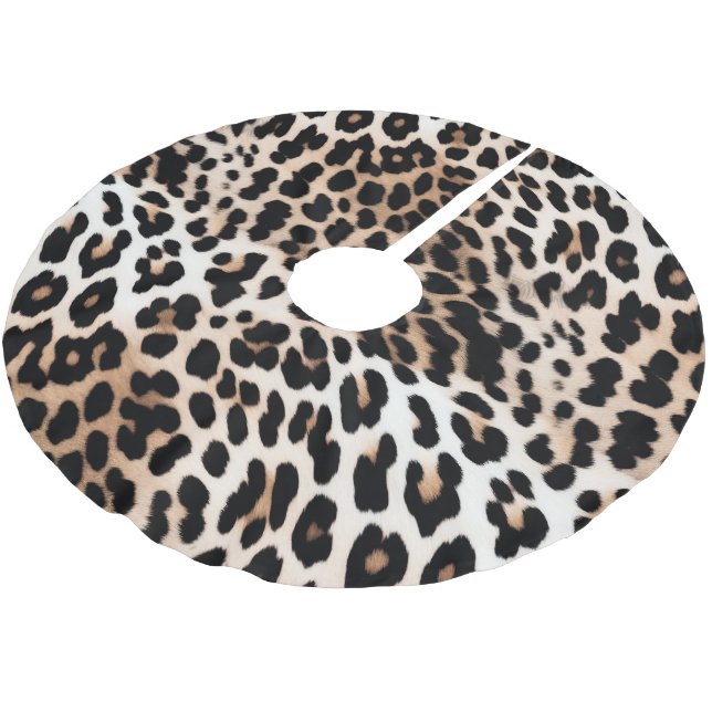 Jupon De Sapin En Polyester Brossé Peach Black Cream Leopard Christmas (Angle)
