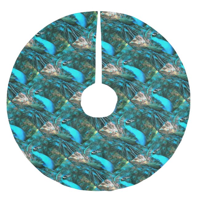 Jupon De Sapin En Polyester Brossé Peacock Bleu Vibrant Avec Queue Fissée (Devant)