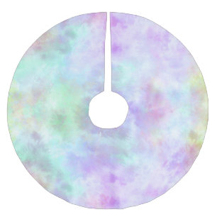 Jupon De Sapin En Polyester Brossé Peinture d'aquarelle Pastel Rainbow Cravate-Dye