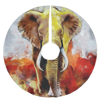 Jupon De Sapin En Polyester Brossé Peinture moderne à l'huile d'éléphant Abstraite