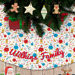 Jupon De Sapin En Polyester Brossé Penguins de Noël rennes et ours polaires
