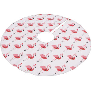Jupon De Sapin En Polyester Brossé Père Noël Flamant rose rose Noël Motif de Noël