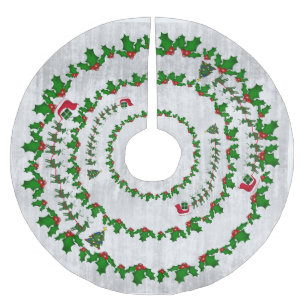 Jupon De Sapin En Polyester Brossé Père Noël traîneau avec rennes et saint