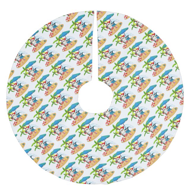 Jupon De Sapin En Polyester Brossé Père Noël tropicale (Devant)