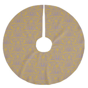 Jupon De Sapin En Polyester Brossé Périwinkle Blue Damask Old World Gold