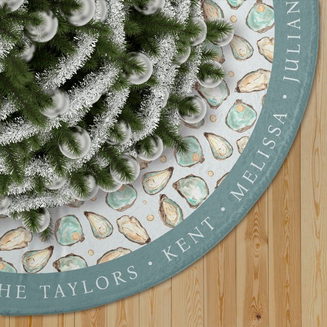 Jupon De Sapin En Polyester Brossé Personalized Coastal Oyster Shell (Créateur téléchargé)