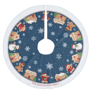 Jupon De Sapin En Polyester Brossé Personalized Gingerbread Village Brushed Polyester