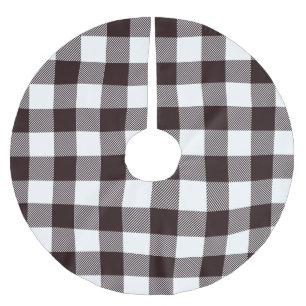 Jupon De Sapin En Polyester Brossé Personnalisé Noir & Blanc Plaid Rustic Country