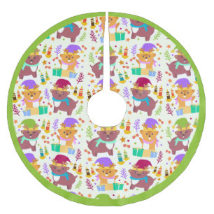 Jupon De Sapin En Polyester Brossé Petits animaux mignons Enfants Motifs de Noël