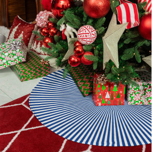 Jupon De Sapin En Polyester Brossé Petits rayons radiaux bleu et blanc
