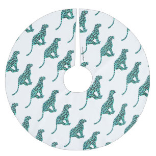 Jupon De Sapin En Polyester Brossé Photographie noir et Turquoise de Leopard