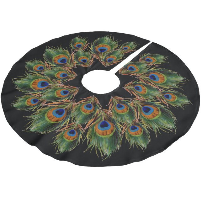 Jupon De Sapin En Polyester Brossé Pièce Peacock Noir (Angle)