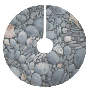 Jupon De Sapin En Polyester Brossé Pierres de plage Coques Galets Rochers Peinture Ar