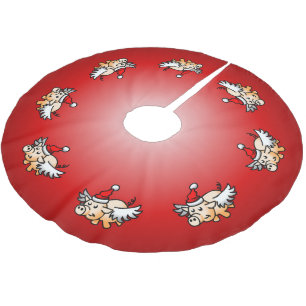 Jupon De Sapin En Polyester Brossé Pig de Noël volant