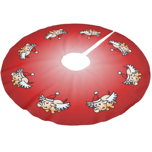 Jupon De Sapin En Polyester Brossé Pig de Noël volant (Angle)