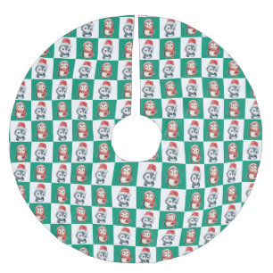 Jupon De Sapin En Polyester Brossé Pingin Père Noël aquarelle Joyeux motif de Noël