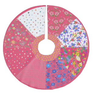 Jupon De Sapin En Polyester Brossé Pink Floral Calico Country Style chalet