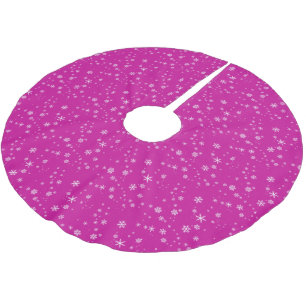 Jupon De Sapin En Polyester Brossé Pink Snowflake Motif Vacances d'hiver