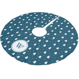 Jupon De Sapin En Polyester Brossé Pins Bleus Motif Personnalisé Famille Monogramme
