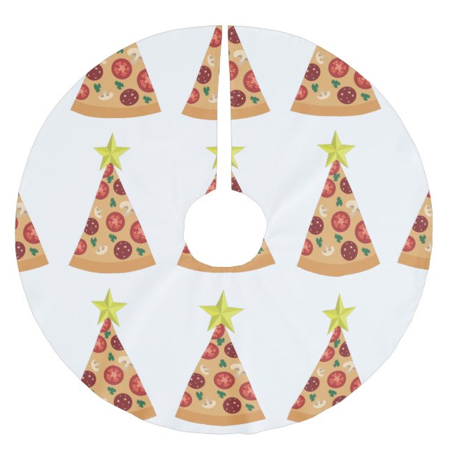 Jupon De Sapin En Polyester Brossé pizza affreux arbre de noël drôle (Devant)