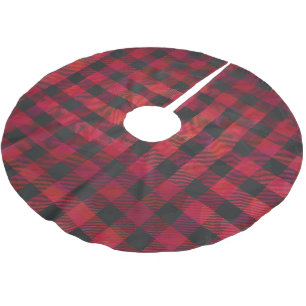 Jupon De Sapin En Polyester Brossé Plaid Checkered rouge et noir
