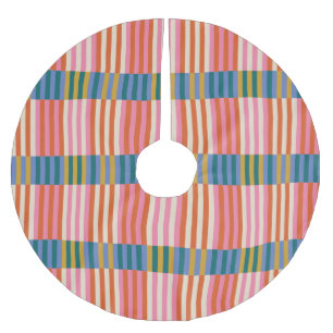 Jupon De Sapin En Polyester Brossé Plaid Festif Moderne