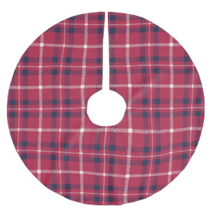 Jupon De Sapin En Polyester Brossé Plaid maison de campagne bleu marine rouge blanc d