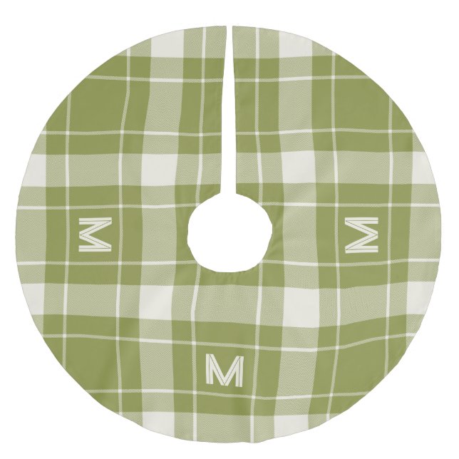 Jupon De Sapin En Polyester Brossé Plaid Monogramme personnalisé / Motif Tartan (Devant)