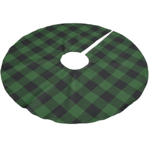 Jupon De Sapin En Polyester Brossé Plaid Rustique vert et noir Buffalo Check