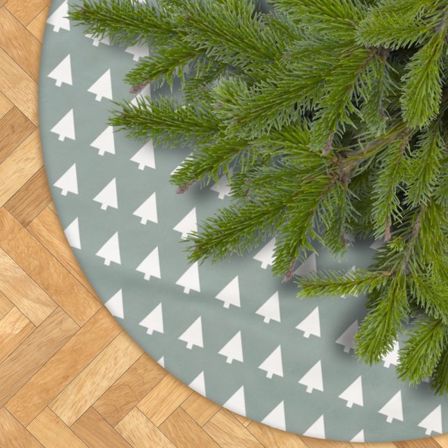 Jupon De Sapin En Polyester Brossé Plaques de Tree | minimum Sage Green (Modern Christmas tree pattern skirt with calm neutral tones and clean Scandinavian style)