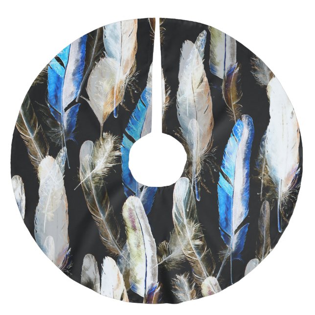 Jupon De Sapin En Polyester Brossé Plumes d'aquarelle volante : Arrière - plan transp (Devant)