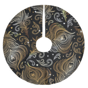 Jupon De Sapin En Polyester Brossé Plumes de paon : Dessin Artistique à main levée.