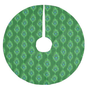 Jupon De Sapin En Polyester Brossé Plumes de paon, vert citron sur vert émeraude