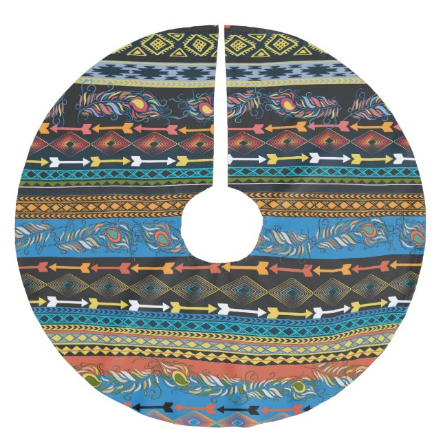 Jupon De Sapin En Polyester Brossé Plumes ethniques : Broderie Boho Chic (Devant)