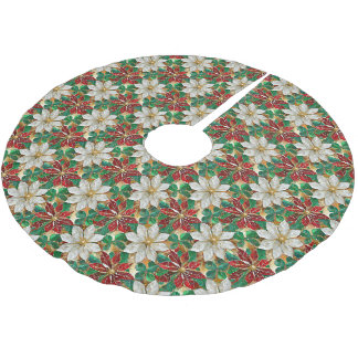 Jupon De Sapin En Polyester Brossé Poinsététie blanche rouge vert or