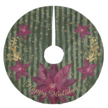 Poinsettia Florale verte moderne Message personnel